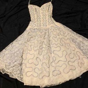 Vintage Halter Prom Dress w/ Built-In Crinoline